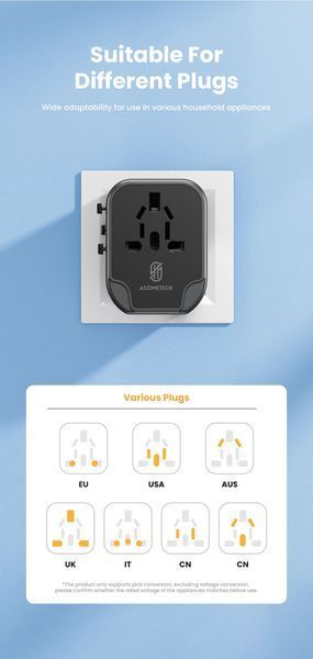 Универсальный дорожный адаптер ASOMETECH 4000W 5 в 1 0831 фото