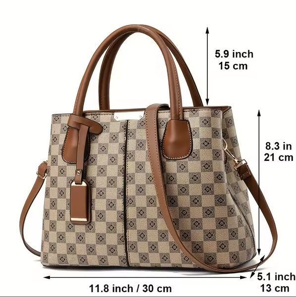 Классическая женская сумочка для города в клетку Brown 0888 фото