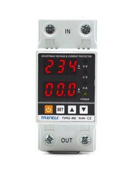 Реле напряжения и тока Taxnele TVPS1-40C 40A / Цифровой отсекатель для защиты от скачков 220В / DIN-рейка / Белый 2129 фото