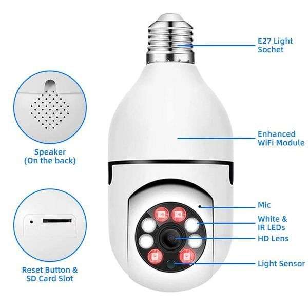 Wifi камера видеонаблюдения под цоколь Е27 Smart Camera 360&deg; 0559 фото