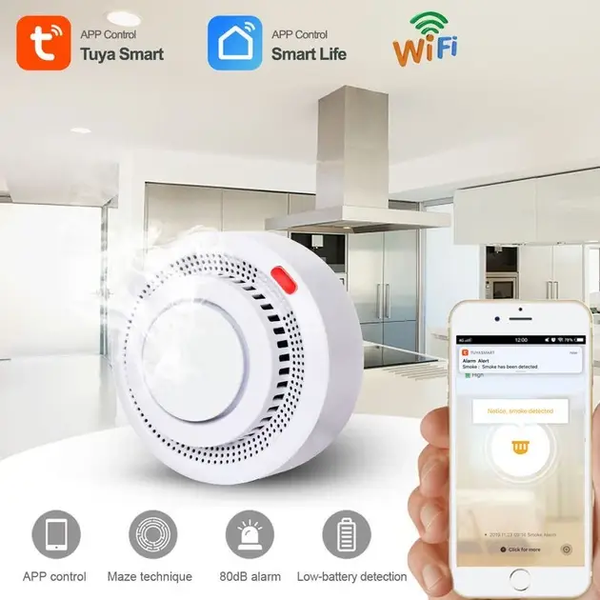Смарт детектор диму TUYA, SmartlLife(додаток),white 2.2V 2093a фото