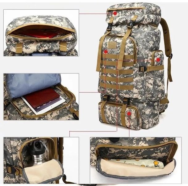 Тактичний рюкзак 4в1 80л (39x22x80 см) / Похідний рюкзак зі знімними підсумками 2110 фото