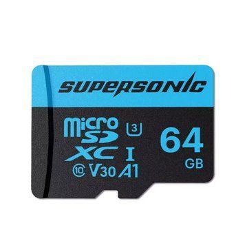Карта пам'яті SuperSonic MicroSD UHS-I U3 V30 A1 64 GB + адаптер 2018 фото