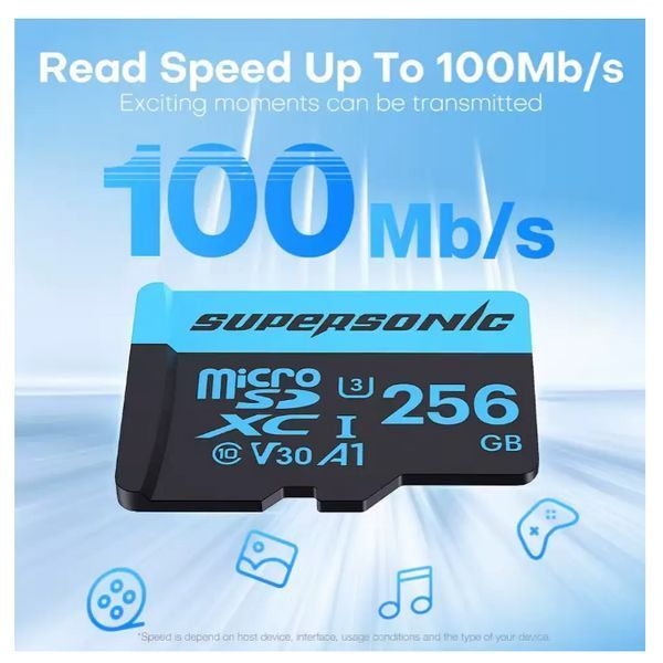 Карта памяти SuperSonic MicroSD UHS-I U3 V30 A1 64 GB + адаптер 2018 фото