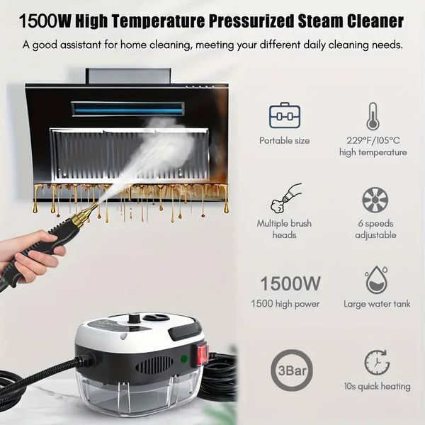 Портативный профессиональный ручной пароочиститель Steam Cleaner AH-SL-001, White 1488 фото