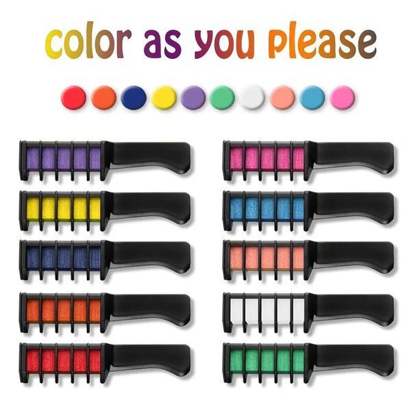 Набор расчесок с разноцветным мелом для волос Hair Chalk 10 шт 1132 фото