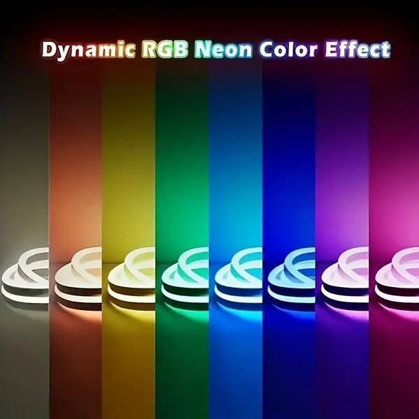 Гибкая неоновая лента RGB YY-2835 / Светодиодный неон 5м с пультом 1427 фото