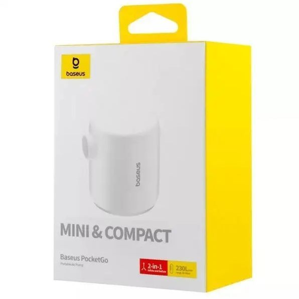 Портативный автоматический мини-насос Baseus PocketGo + Led-лампа 2в1. Белый 0530 фото