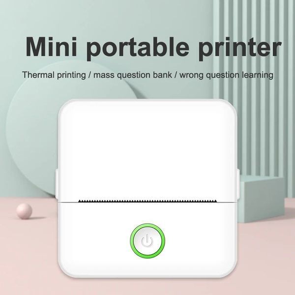 Мини-портативный термопринтер квадрат White +1 рулон 0502 фото