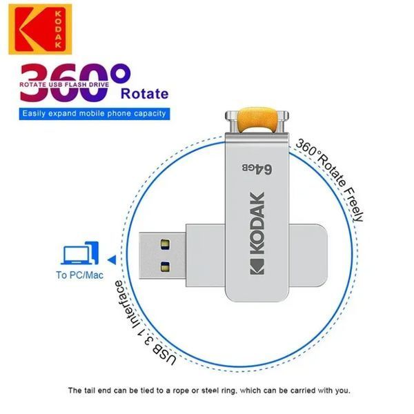 Флешка KODAK K133 USB3.1 Metal flash 64 GB 0399 фото