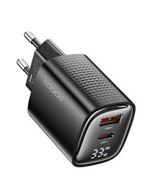 Швидка зарядка з цифровим дисплеєм Toocki 33W GAN Display 0503 фото