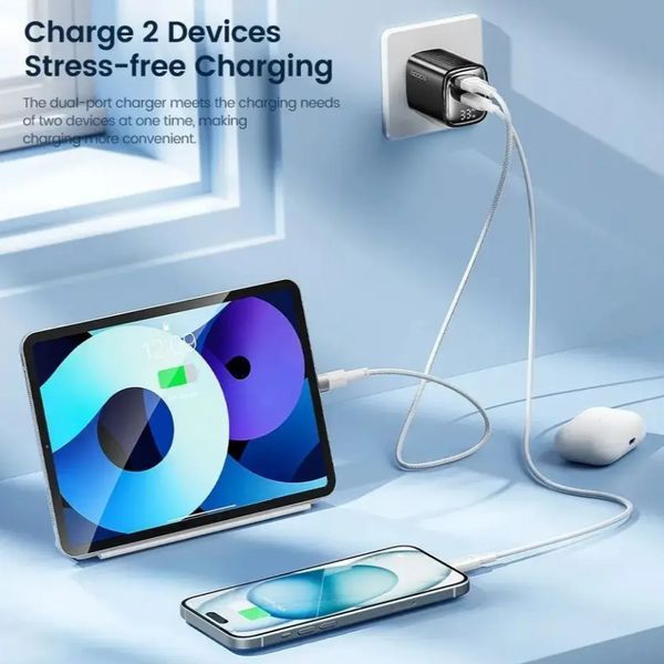 Быстрая зарядка с цифровым дисплеем Toocki 33W GAN Display Type-c USB 0503 фото