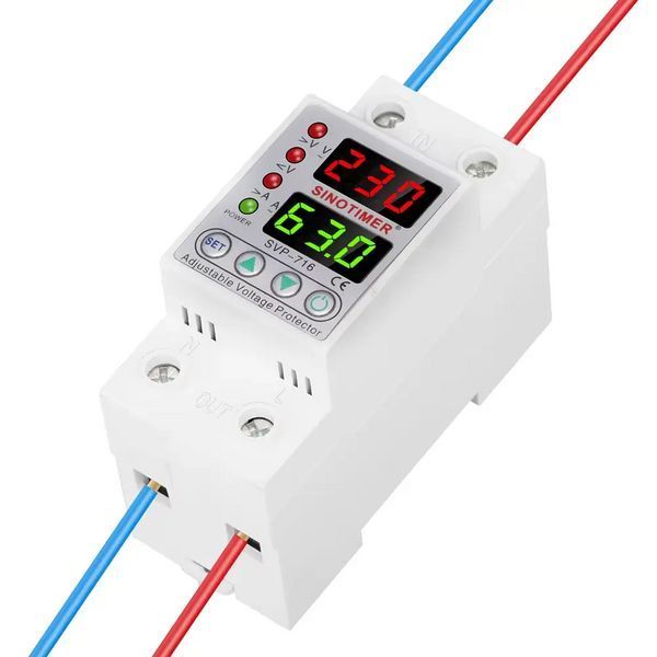 Реле напруги та струму SINOTIMER SVP716-63A / Захист від стрибків напруги 63А / DIN-рейка 2132a фото