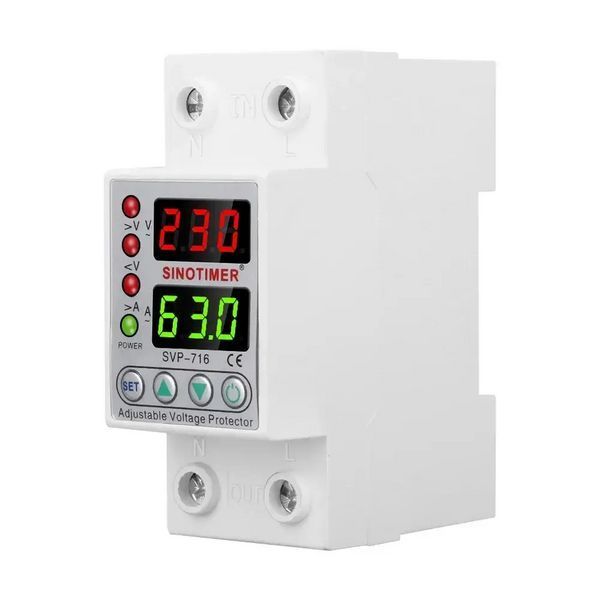 Реле напруги та струму SINOTIMER SVP716-63A / Захист від стрибків напруги 63А / DIN-рейка 2132a фото