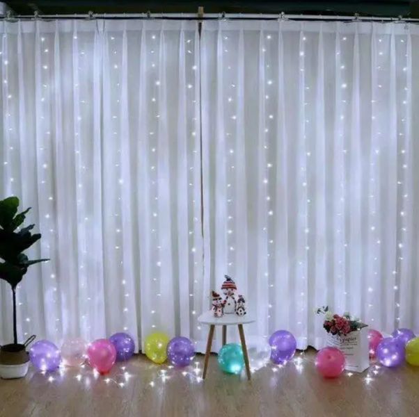 Декоративна гірлянда-штори 300 LED USB 3м*2м White (без пульта) 1149a фото