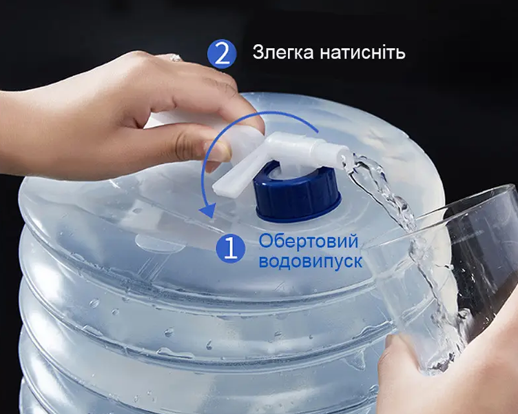 Складна каністра для води з краном та ручкою 15 л 0636a фото