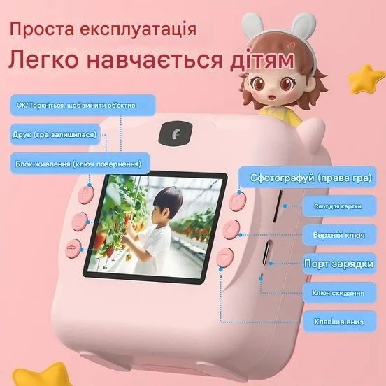 Камера для миттєвого друку Бегемот 1080P HD USB YRS-97 1393 фото