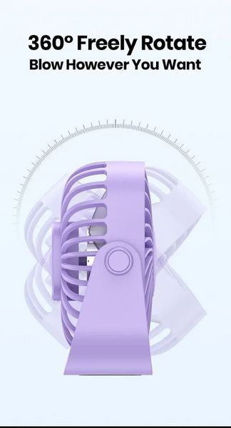 Портативний USB міні-вентилятор Topk із обертанням на 360&deg; Violet 0776b фото