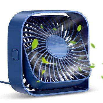 Портативний USB міні-вентилятор Topk з обертанням на 360&deg; синій 0776 фото