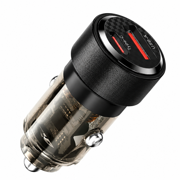 Автомобільна зарядка Toocki 60 Вт USB-A/Type-C чорна / швидка зарядка в авто / зарядний пристрій у прикурювач 0459 фото