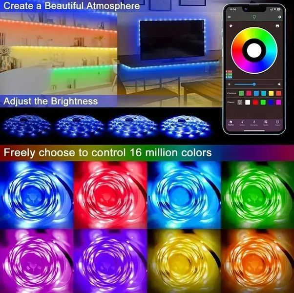 Світлодіодна стрічка Bluetooth 25м RGB USB SMD5050 (2 котушки) 0832 фото