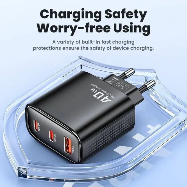 Зарядное устройство Toocki 40W на 3 порти (2 USB-C, 1 USB-A) 0567 фото