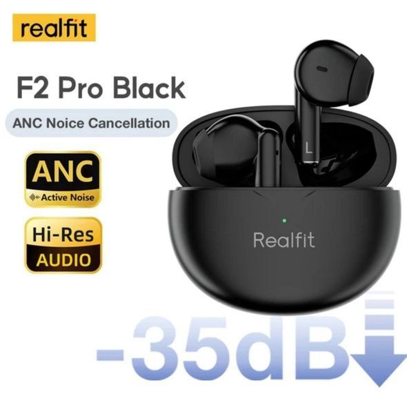 Шумопридушні бездротові навушники Realfit F2 PRO Bluetooth Black 0504 фото