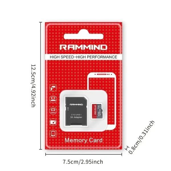 Карта пам'яті з адаптером RAMMIND 64 GB для телефону, камери 1404 фото
