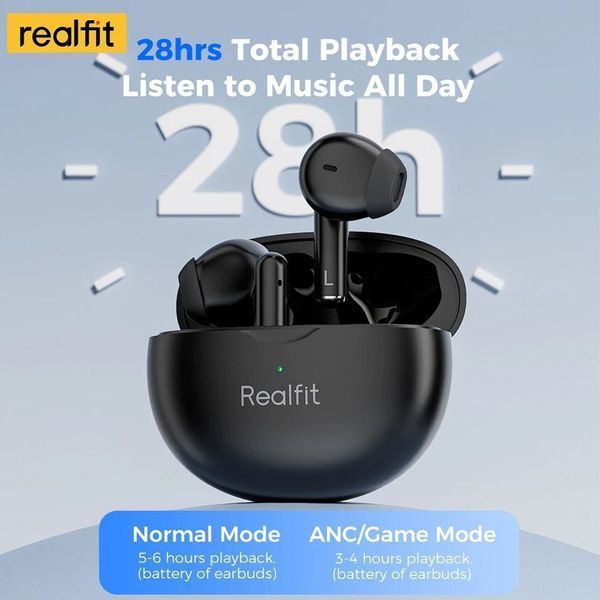Шумопридушні бездротові навушники Realfit F2 PRO Bluetooth Black 0504 фото
