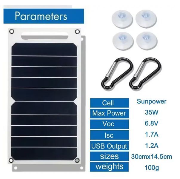 Портативная солнечная батарея 1 USB порт,35W 5V 2021 фото