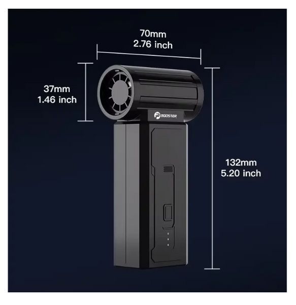 Портативный ручной турбовентилятор BOOSTER W01 2000mAh 5V-2A, Black 2004 фото