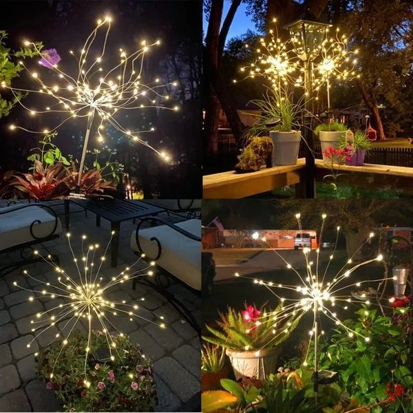 Світлодіодний світильник у сад "Кульбаба" на сонячній панелі, Warm white, 90 LED. 7 режимів 1389b фото