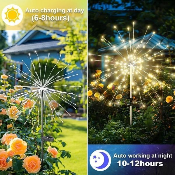 Світлодіодний світильник у сад "Кульбаба" на сонячній панелі, Warm white, 90 LED. 7 режимів 1389b фото