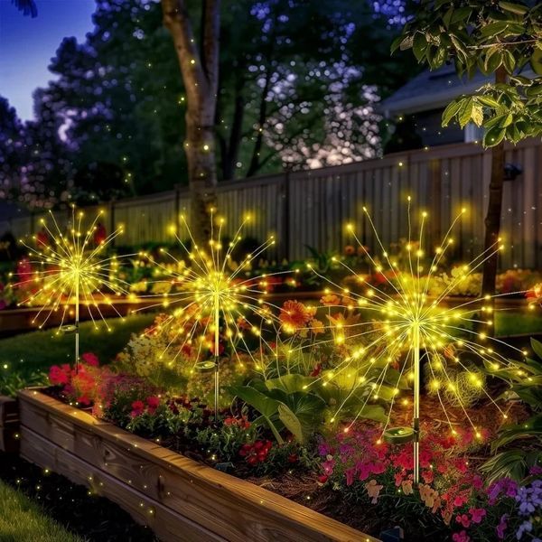 Світлодіодний світильник у сад "Кульбаба" на сонячній панелі, Warm white, 90 LED. 7 режимів 1389b фото