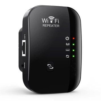 Бездротовий ретранслятор, підсилювач сигналу WPS Wi-Fi 300 Мбіт/с 2.4G, Black (4 індикатори) 0498a фото
