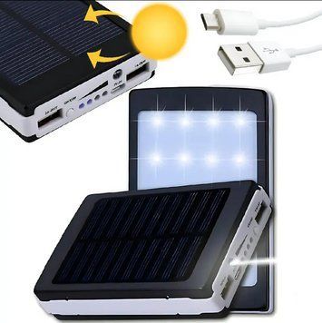 Повербанк на сонячній батареї 20000 mah + Ліхтар Power Bank Solar / Портативна зарядка 1122 фото