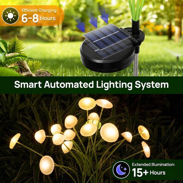 Светильник "Грибочки" для сада на солнечной батарее 6LED Warm white 2146a фото
