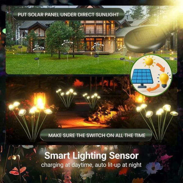 Светильник "Грибочки" для сада на солнечной батарее 6LED Warm white 2146a фото