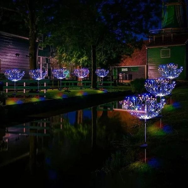 Світлодіодний світильник у сад "Салют" на сонячній панелі, RGB, 60 LED. 7 режимів 2149c фото