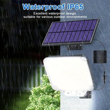 Водонепроникний прожектор на сонячній батареї з датчиком руху, 344LED + дистанційне керування, Black 1562 фото