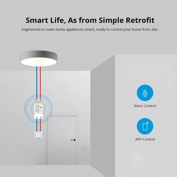 Умный дом мини выключатель Sonoff Basic R4 Wi-Fi DIY eWeLink 0184 фото