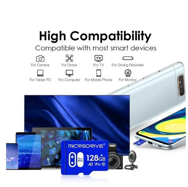 Карта пам'яті TF microSD Microdrive Class 10 A2 v30 на 64 Gb 0025b фото