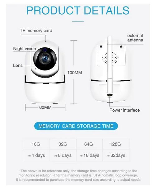 Wi-Fi камера відеоспостереження з датчиком руху та нічним баченням Z-IOT CAM white 1367e фото