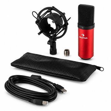 Мікрофон студійний Auna Pro MIC-900 USB червоний з кріпленням &laquo;павук&raquo; / конденсаторний мікрофон для стрімів і подкастів / USB-мікрофон для запису голосу 2159d фото