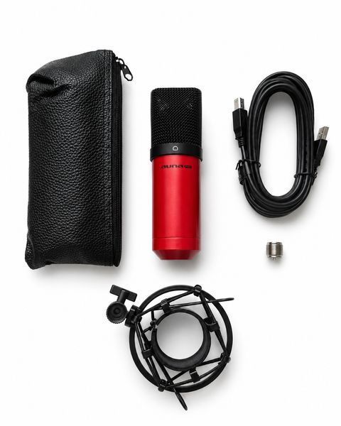 Мікрофон студійний Auna Pro MIC-900 USB червоний з кріпленням &laquo;павук&raquo; / конденсаторний мікрофон для стрімів і подкастів / USB-мікрофон для запису голосу 2159d фото