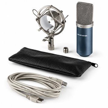 Мікрофон студійний Auna Pro MIC-900 USB синій з кріпленням &laquo;павук&raquo; / конденсаторний мікрофон для стрімів і подкастів / USB-мікрофон для запису голосу 2159c фото