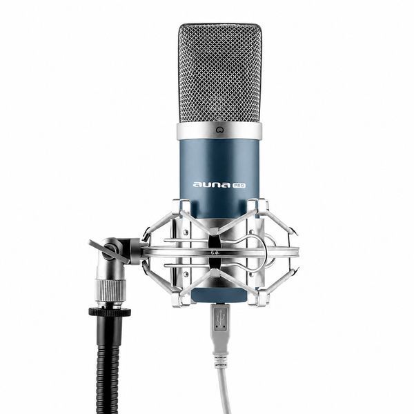 Мікрофон студійний Auna Pro MIC-900 USB синій з кріпленням &laquo;павук&raquo; / конденсаторний мікрофон для стрімів і подкастів / USB-мікрофон для запису голосу 2159c фото
