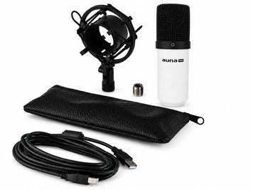 Мікрофон студійний Auna Pro MIC-900 USB білий з кріпленням &laquo;павук&raquo; / конденсаторний мікрофон для стрімів і подкастів / USB-мікрофон для запису голосу 2159a фото