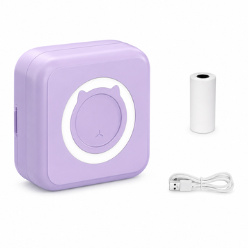 Кишеньковий міні термопринтер Bluetooth фіолетовий + 1 рулон / Фотопринтер для телефону з USB-зарядкою 0291g фото