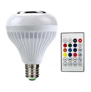 Світлодіодна RGB лампочка з Bluetooth колонкою E27 12W 0259 фото